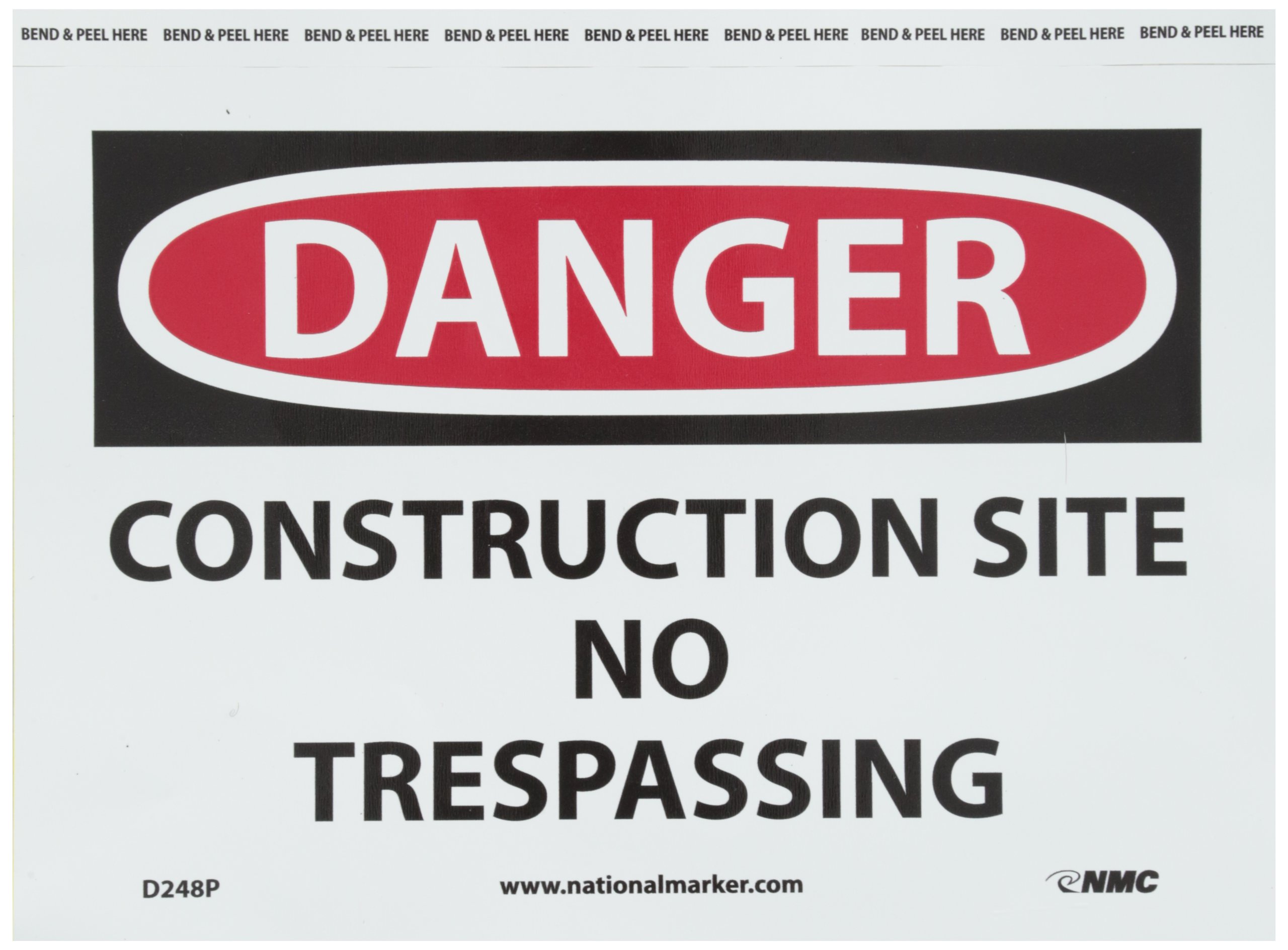 Snapklik.com : NMC D248P Danger - Construction SITE NO TRESPASSING Sign ...