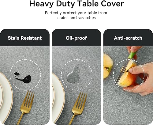 Miniatura 4 de Romanstile Mantel rectangular de PVC 100% impermeable, a prueba de derrames de aceite al aire libre, resistente a las manchas, mantel de plástico