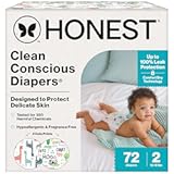 The Honest Company Clean Conscious Diapers for Delicate Skin &vert; Up to 100&percnt; Leakproof &vert; Hypoallergenic&comma; Fragrance Free &vert; Gender Neutral &vert; Club Box&comma; Size 2 &lpar;12-18 lbs&rpar;&comma; 72 Count &lpar;Prints May Vary&rpar;