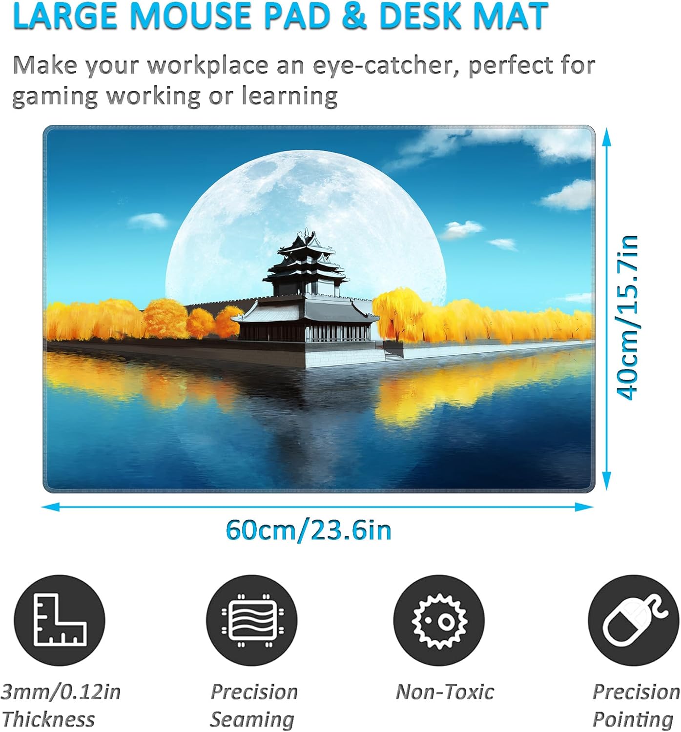 LL-COEUR Star Large Gaming Mousepad 23.6x15.7x0.12inch Waterproof PC Computer Laptop Mat with Stitched Edges Extended Mouse Pad for Desk Office Home XXL