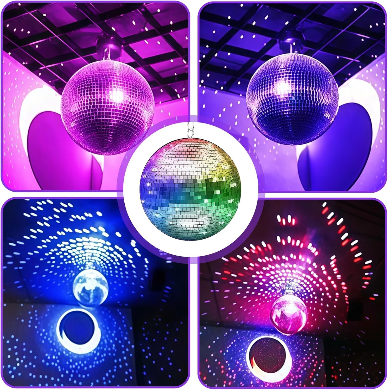 Bola de discoteca: bola de discoteca giratoria con motor de 10 rpm, mando a distancia, bola de discoteca con LED, 12 cm, para fiestas, activada por sonido, para fiestas de baile, decoración para