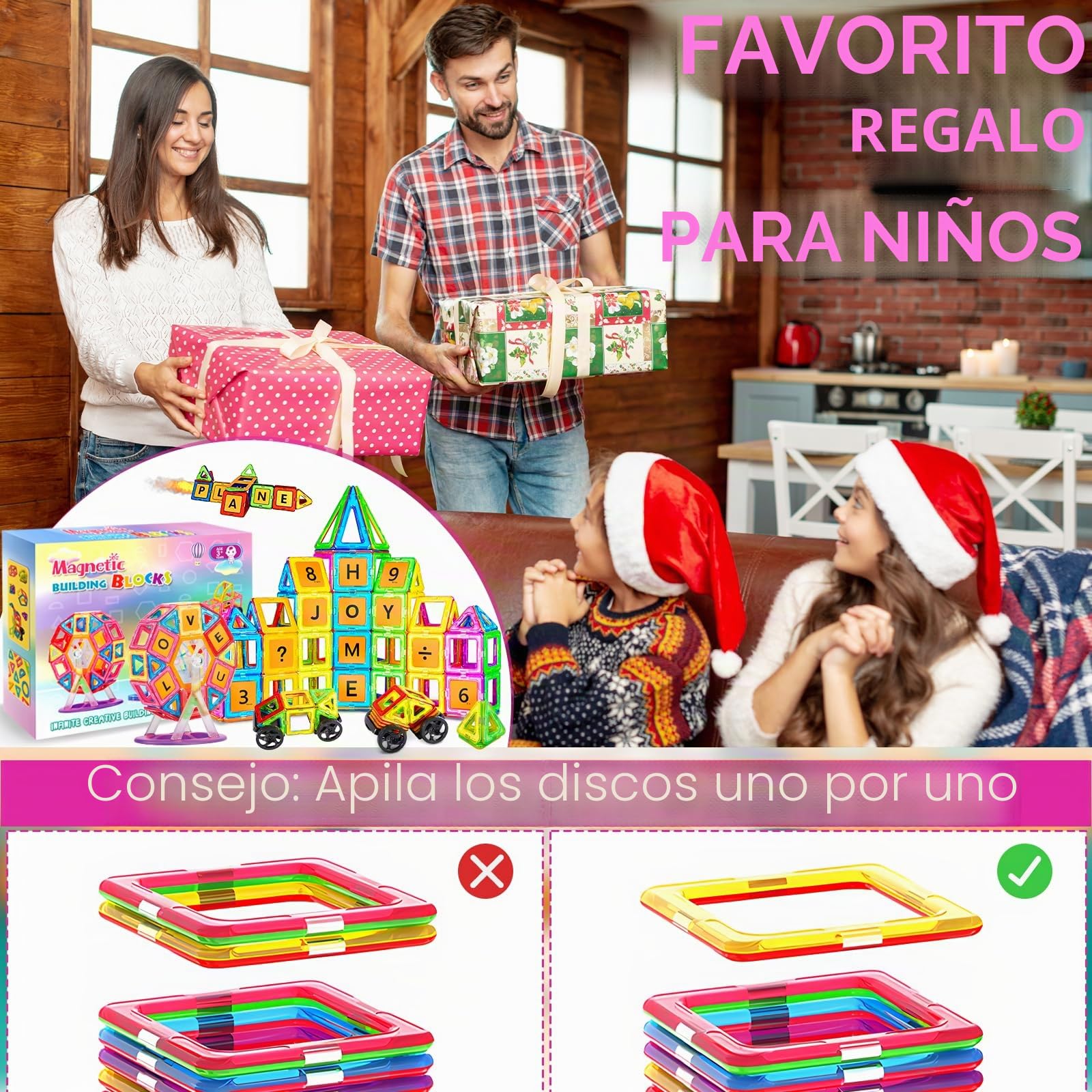 Purpledi 120 Piezas Bloques de Construcción Magnéticos, Construcciones Magnéticas Juguetes Niños Niñas 3 4 5 6 7 Años, Juegos Educativos Viaje Juego de Imanes magneticas para Montessori Regalos