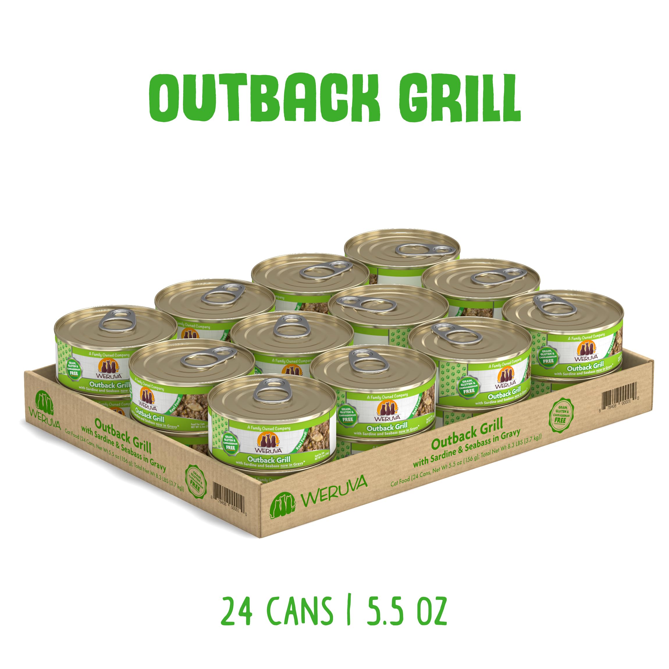 Weruva Classic Cat Food, Outback Grill with Sardine & Seabass in Gravy, 5.5oz Can (Pack of 24)