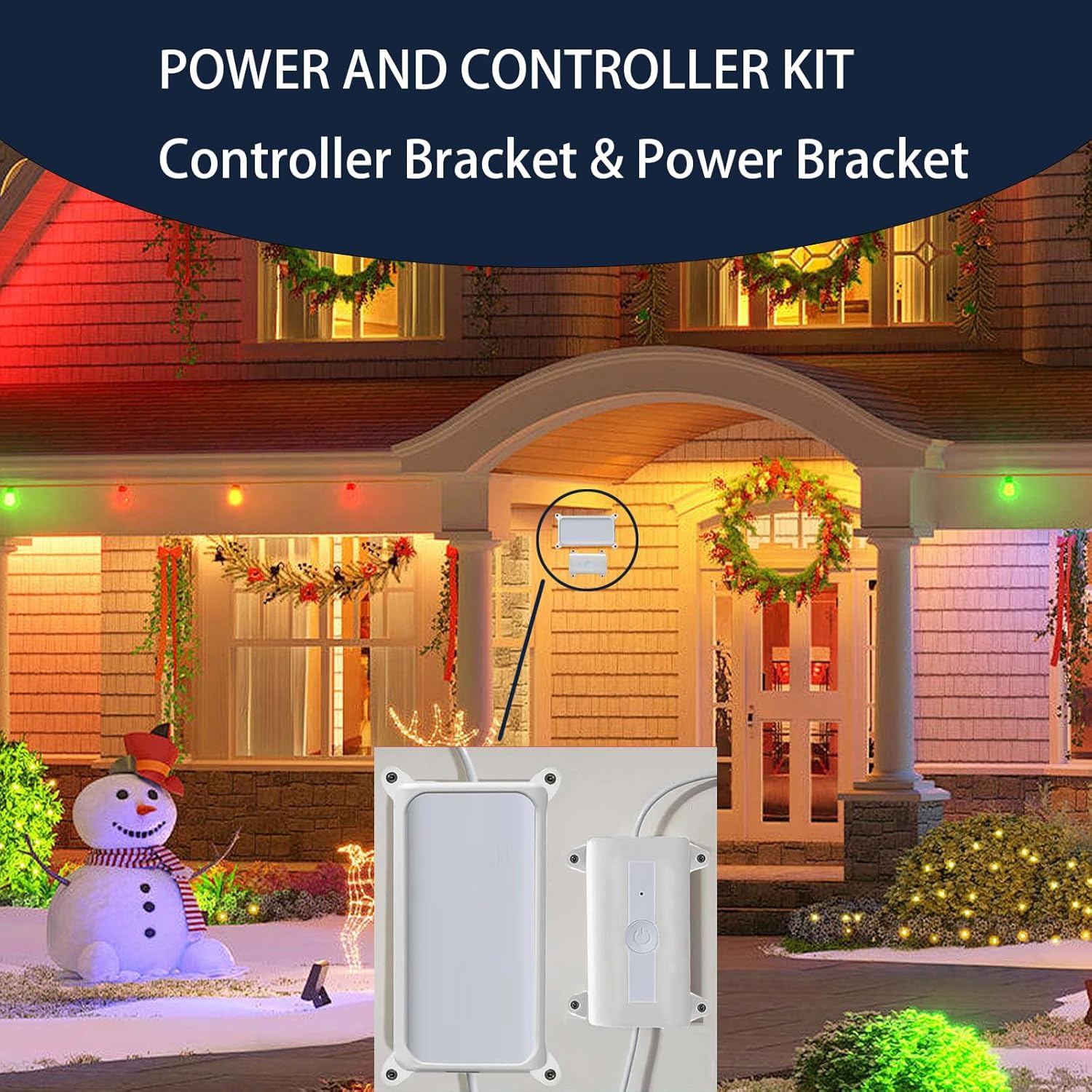 Fit for Govee H705/H706 Light Controller & Power Bracket Set, Outdoor Light Accessories Mount Fixation Kit with Screws, Compatible with Govee Pro/Regular Version