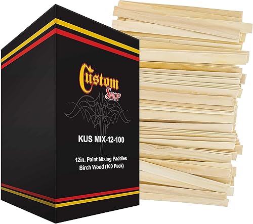 Custom Shop Palitos para manualidades y pintura (paquete de 100 palos) agitadorespaletas de madera de grado prémium de 12 pulgadas, uso para