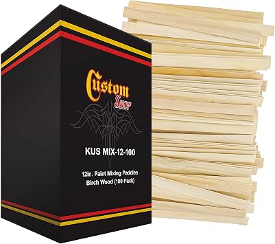 Custom Shop Craft and Paint Sticks - Pack -100 Sticks 12" Inch Premium Grade Wood Stirrers/Paddles - Use for Wood Crafts, Mixing Epoxy Resin or Paint, Garden Sign Posts