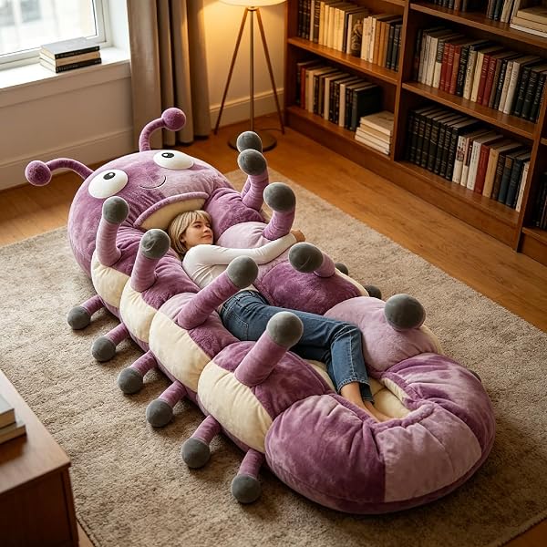 Hugging Caterpillar Sleeping Bags – Plush Cocoon Full-Body Lounger, Indoor Nap Pod, Pull Cord Hugging System, Cozy Reading Nest, Soft Convertible Sleeping Bag, Travel & Indoor Use - 5