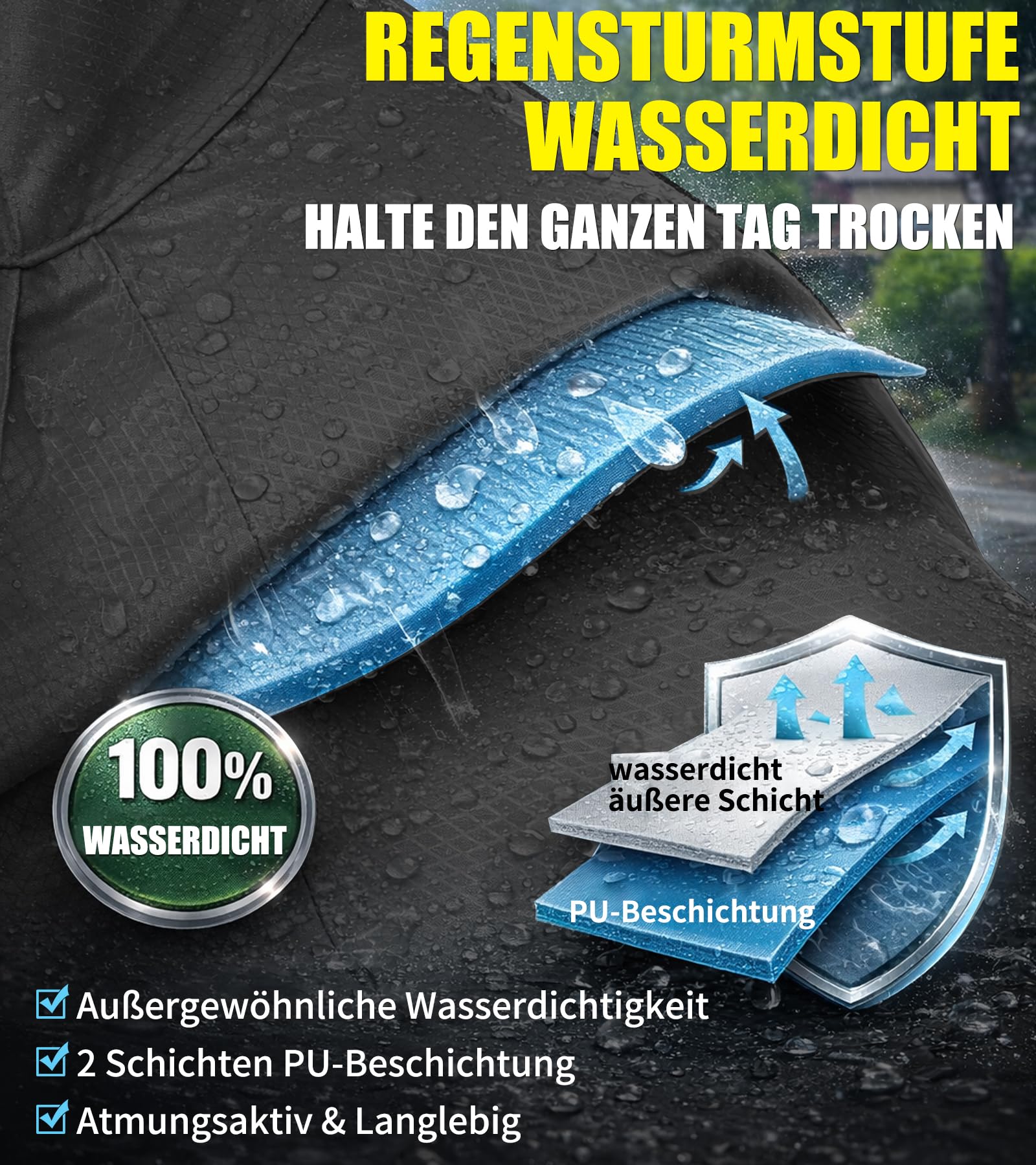 Andake Regenponcho Herren Damen Regenmantel Wasserdicht Regencape mit Ärmeln Wiederverwendbar Regen Poncho für Fahrrad Wandern