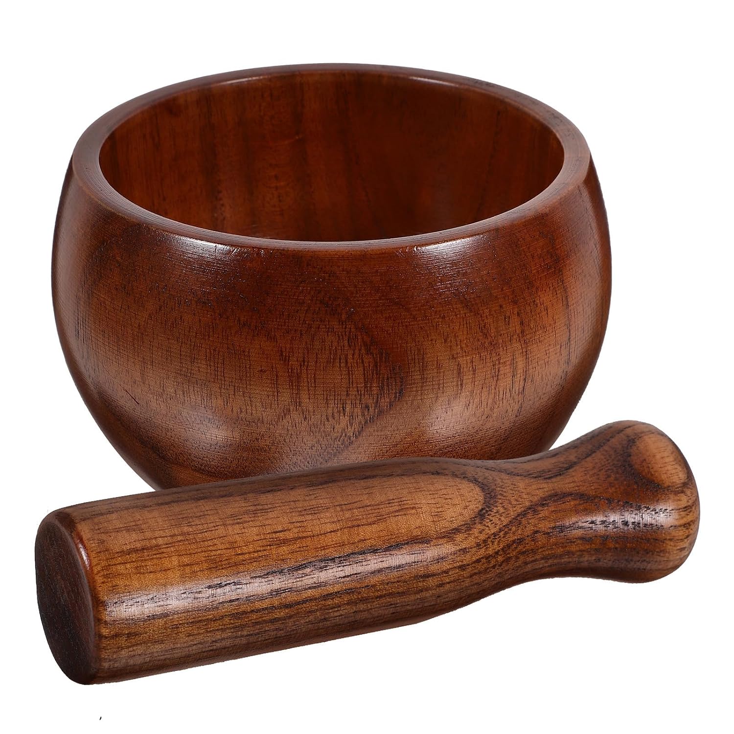 Ciieeo Wooden Pestle Set with Mortar Bowl for Food Grinding, Natural Wood Spice Crusher for Salsa, Avocado Dip, and Pills, Kitchen Tool for Home Cooking and Seasoning