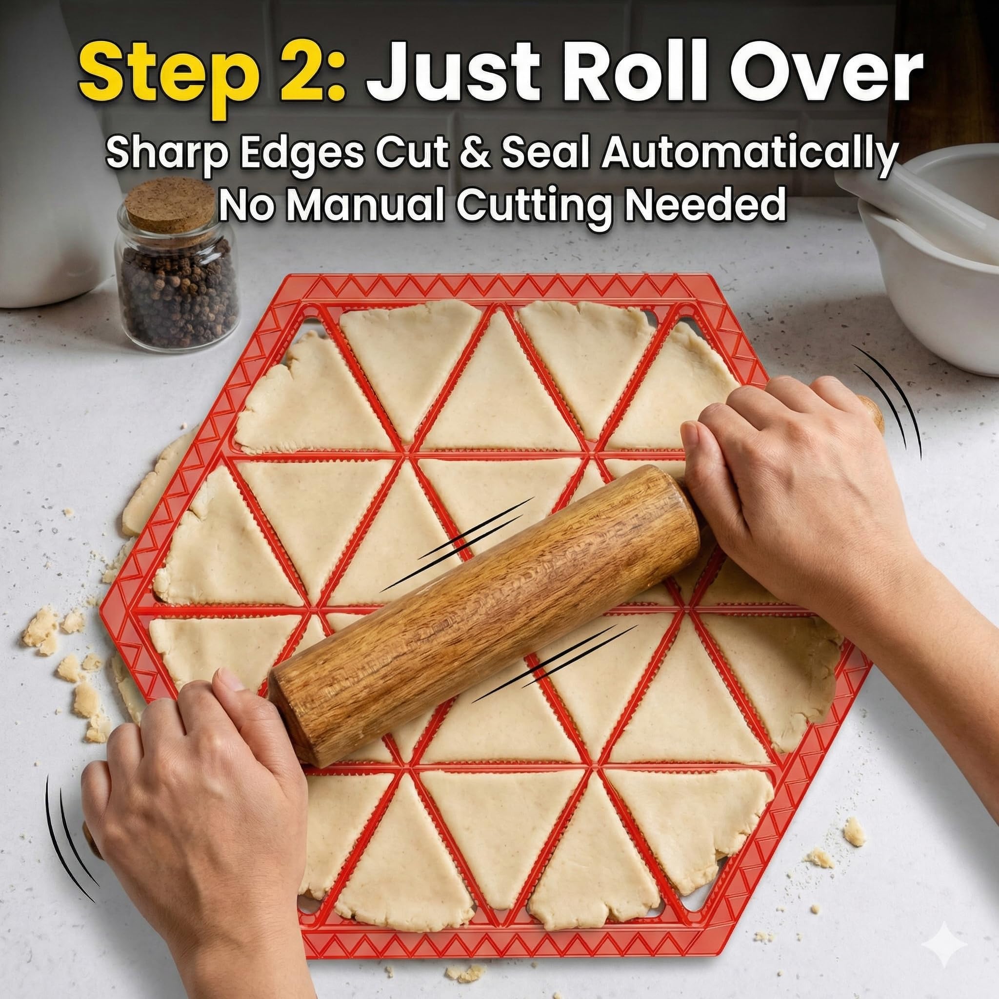 Hexa Samosa Maker Tray (Makes 24 Mini Samosas) - Quick & Easy Samosa Mould | Durable, BPA-Free Food-Grade Plastic | Perfect for Parties & Snacks | Dishwasher Safe Kitchen Tool 3