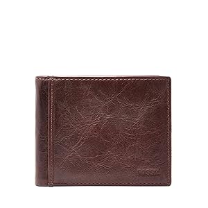 Fossil Men's Leather Bifold Wallet with Flip ID Window for Men