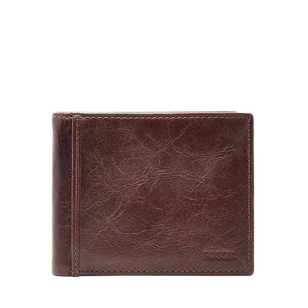 Fossil Men's Leather Bifold Wallet with Flip ID Window for Men