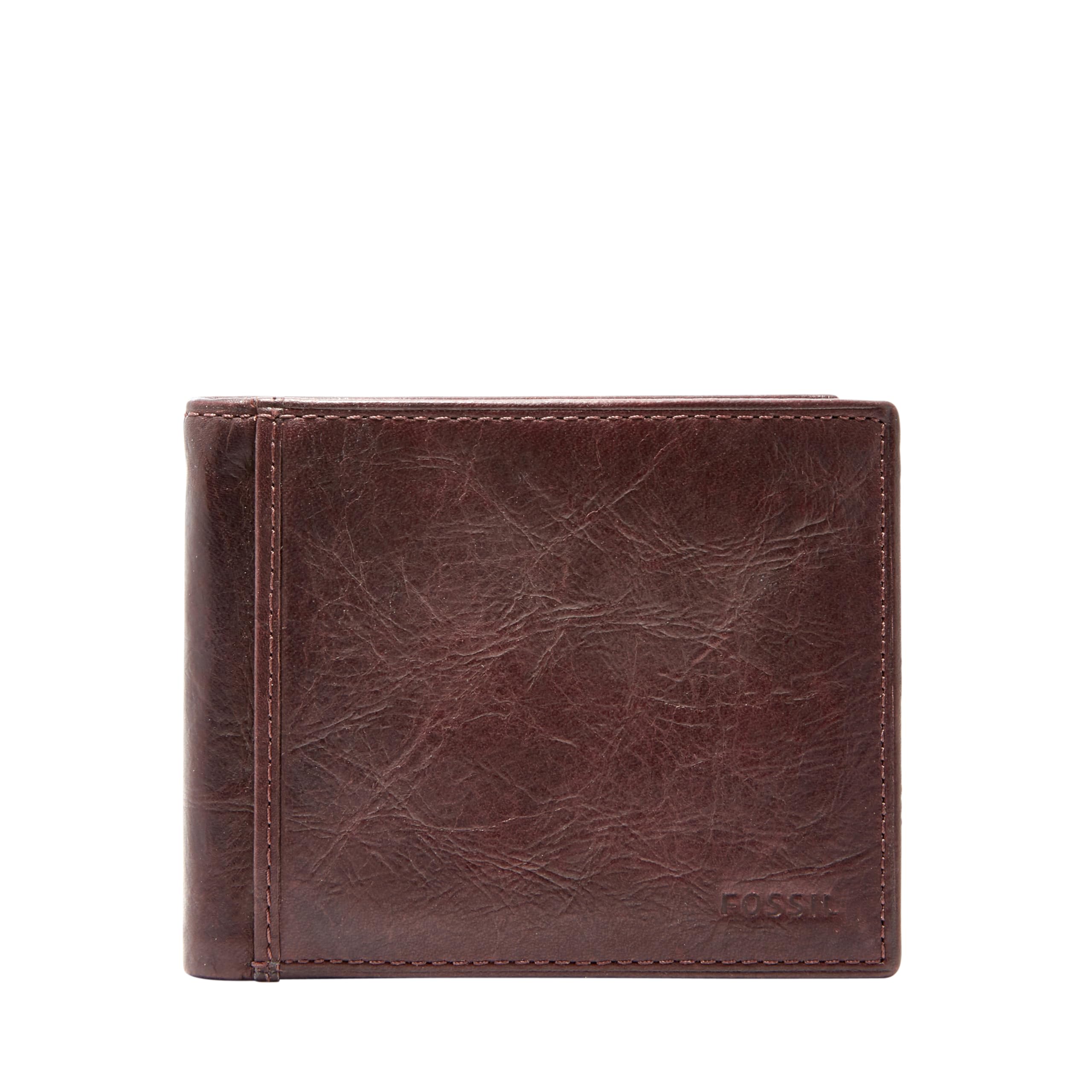 Men's Leather Bifold Wallet with Flip ID Window for Men
