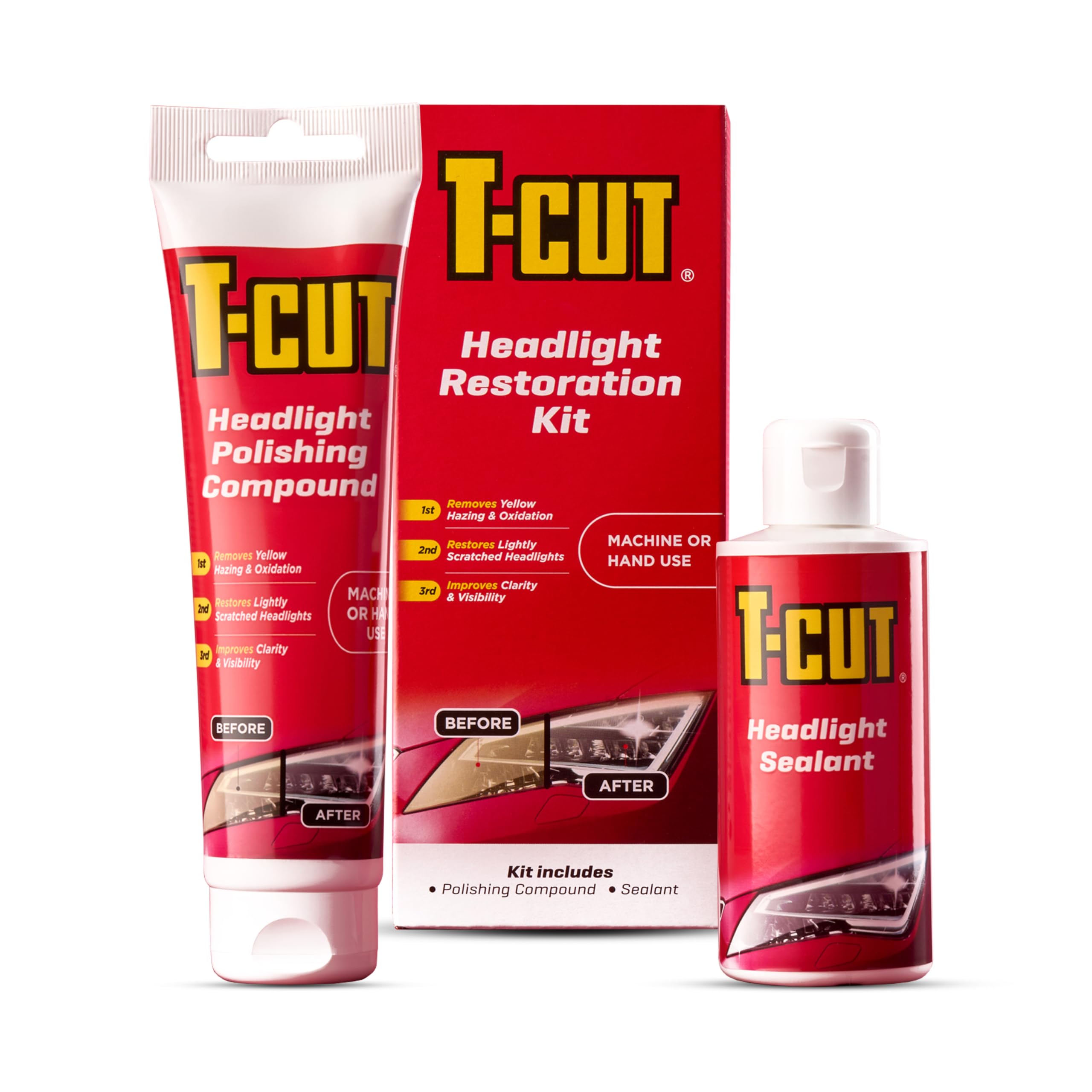 Headlight Restoration Kit – Contains Headlight Polishing Compound & Sealant - Restores Light Scratches & Improves Clarity & Visibility