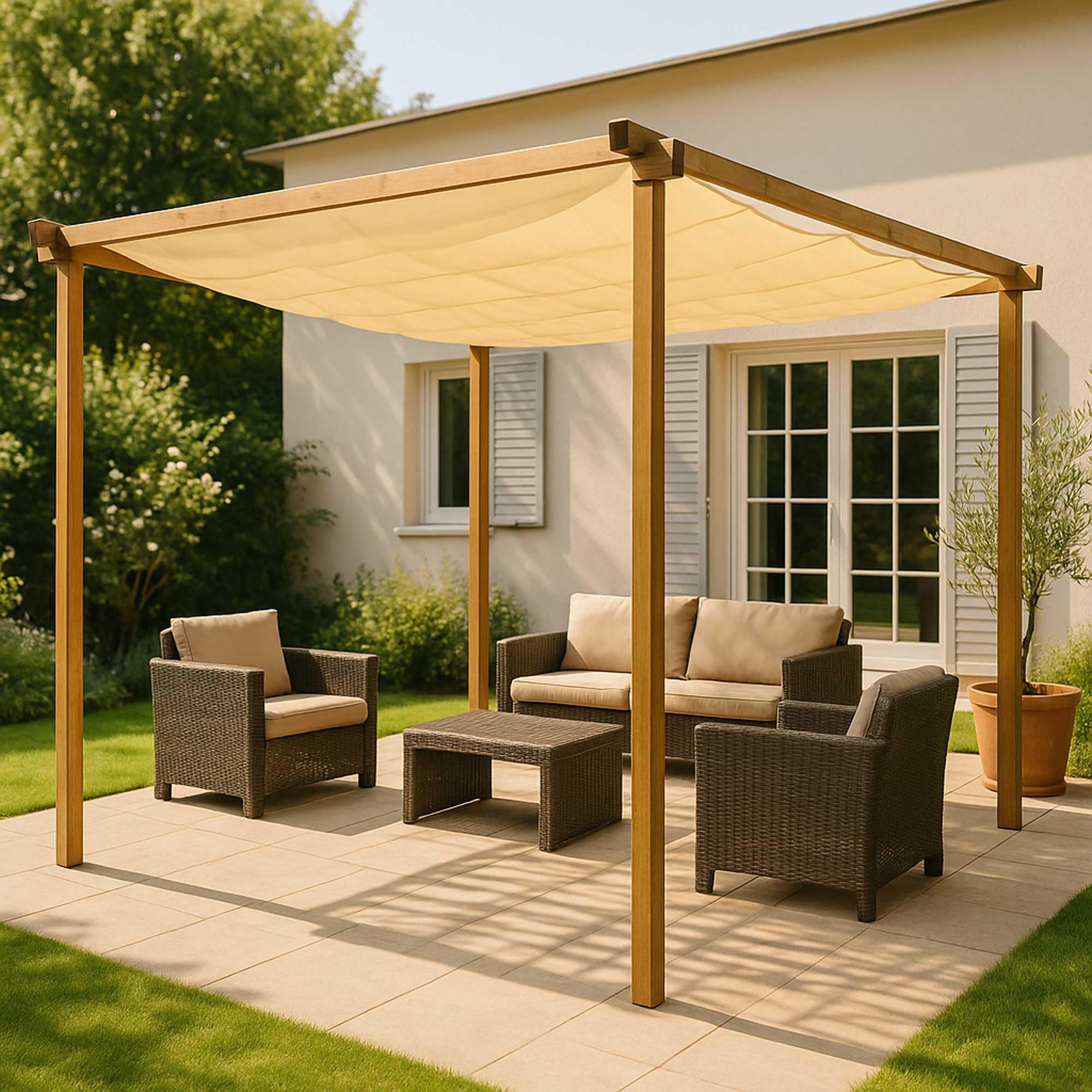 WERKA PRO Toile de Pergola Murale de Rechange Polyester 180 g/m² 3 x 4 m