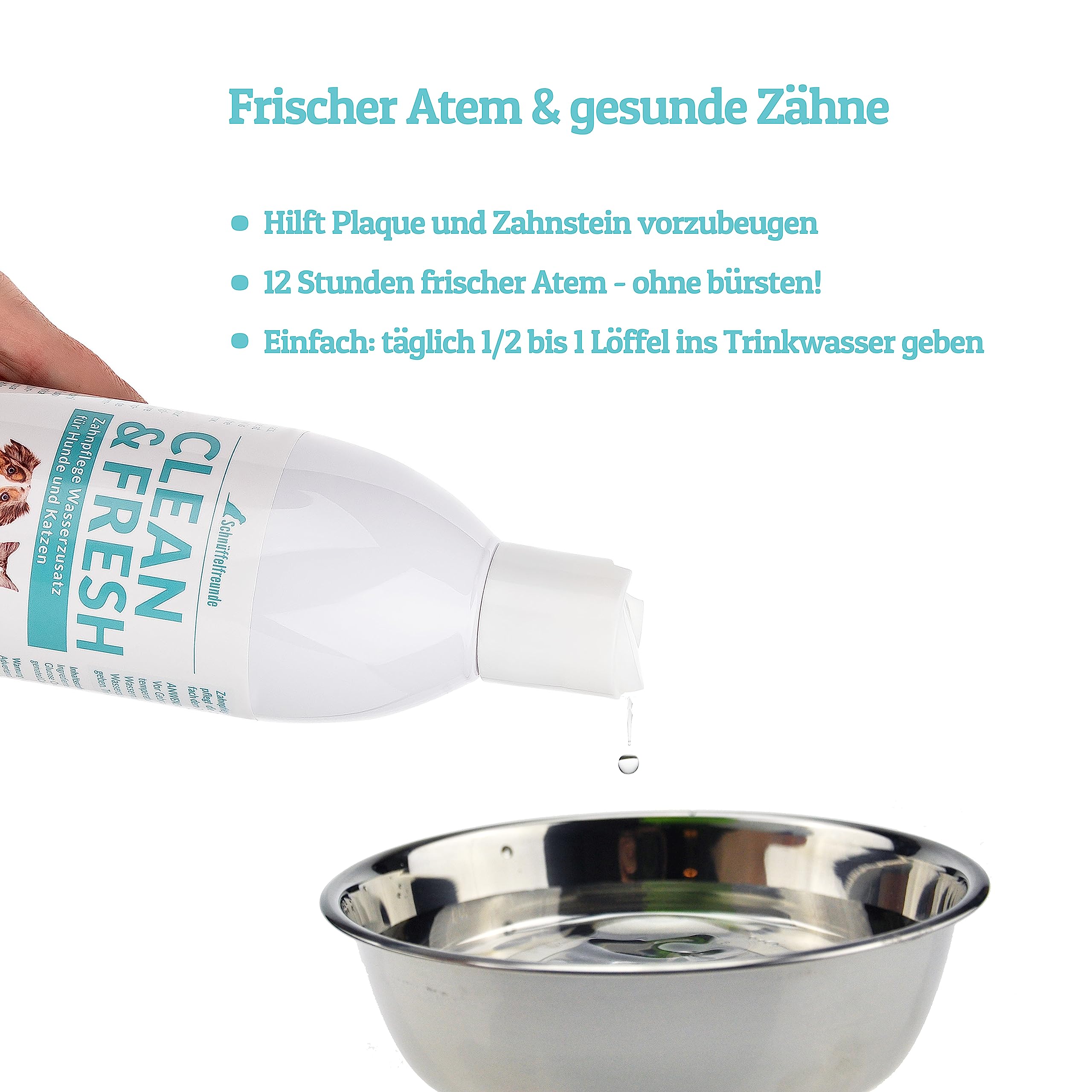 Zahnpflege Wasserzusatz für Hunde und Katzen | Frischer Atem und gesunde Zähne - Hilft Plaque und Zahnstein vorzubeugen - 500ml (Classic)