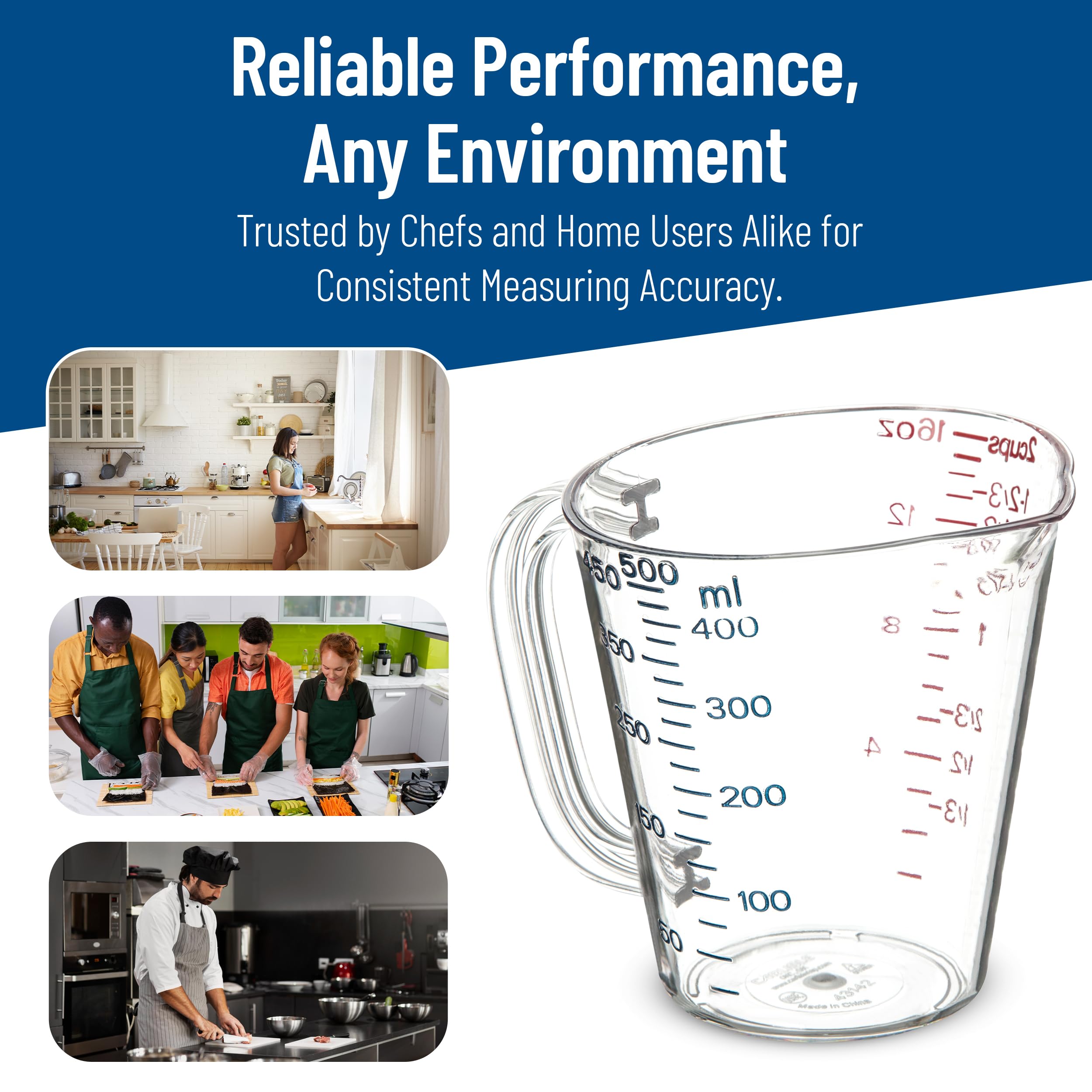 CFS 4314207 - Vaso medidor de plástico comercial, 1 pinta, transparente (paquete de 6)