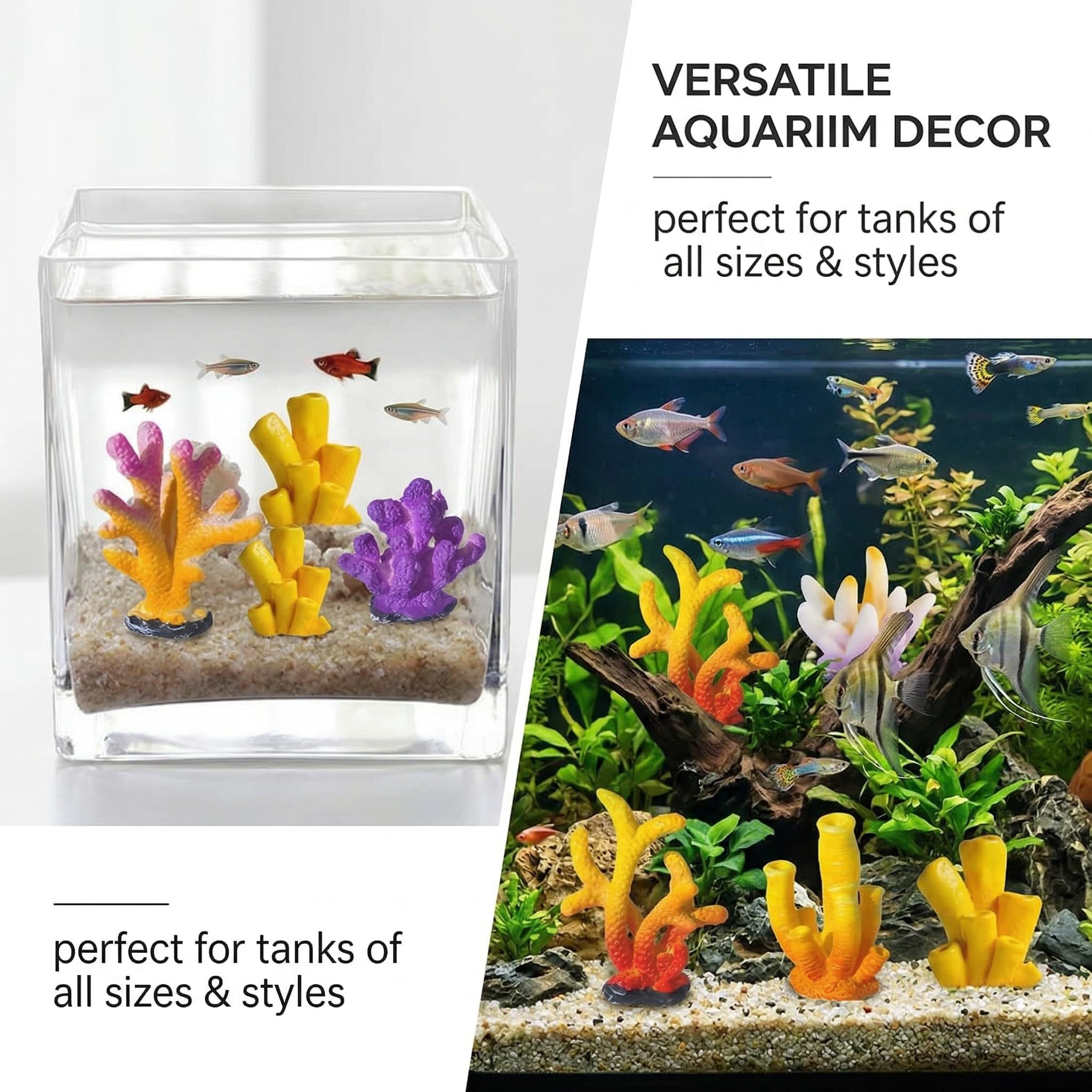 Pezzi Decorazioni Acquario Artificiali, Piante Finte, Accessori per Acquario Pesci, Piante Artificiali con Resina Corallo