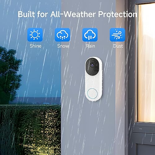 Miniatura 9 de Noorio Timbre de puerta inalámbrico sin suscripción en almacenamiento local de 16 GB, timbre de video inteligente funciona con Alexa, alerta de