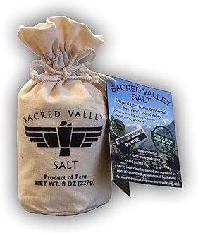 SACRED VALLEY SALT from Maras, Peru - Extra Coarse Grinder Salt in Handmade Reusable Canvas Pouch