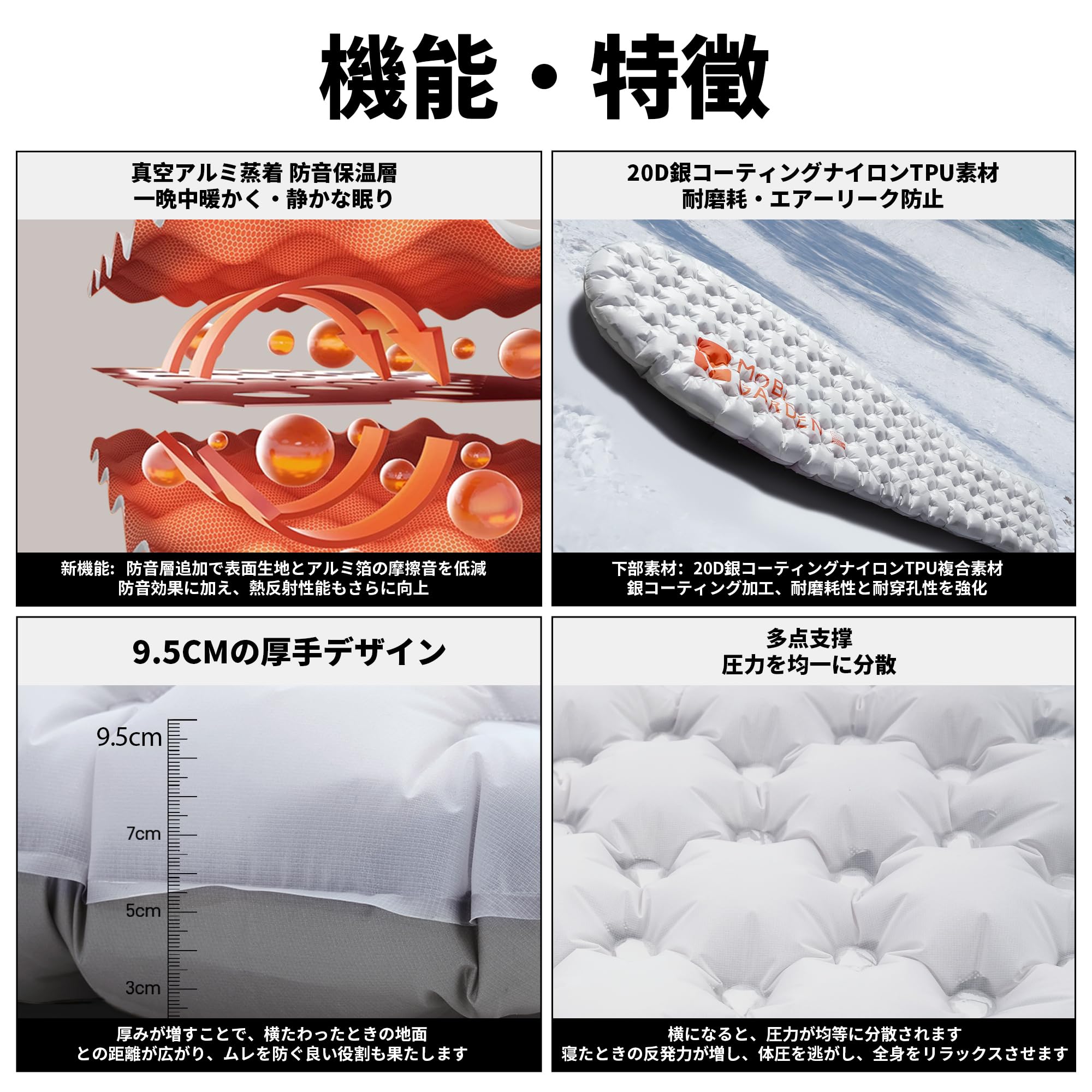 Amazon.co.jp: MOBI GARDEN 高R値エアーマット【TPU防水・静音素材】R8
