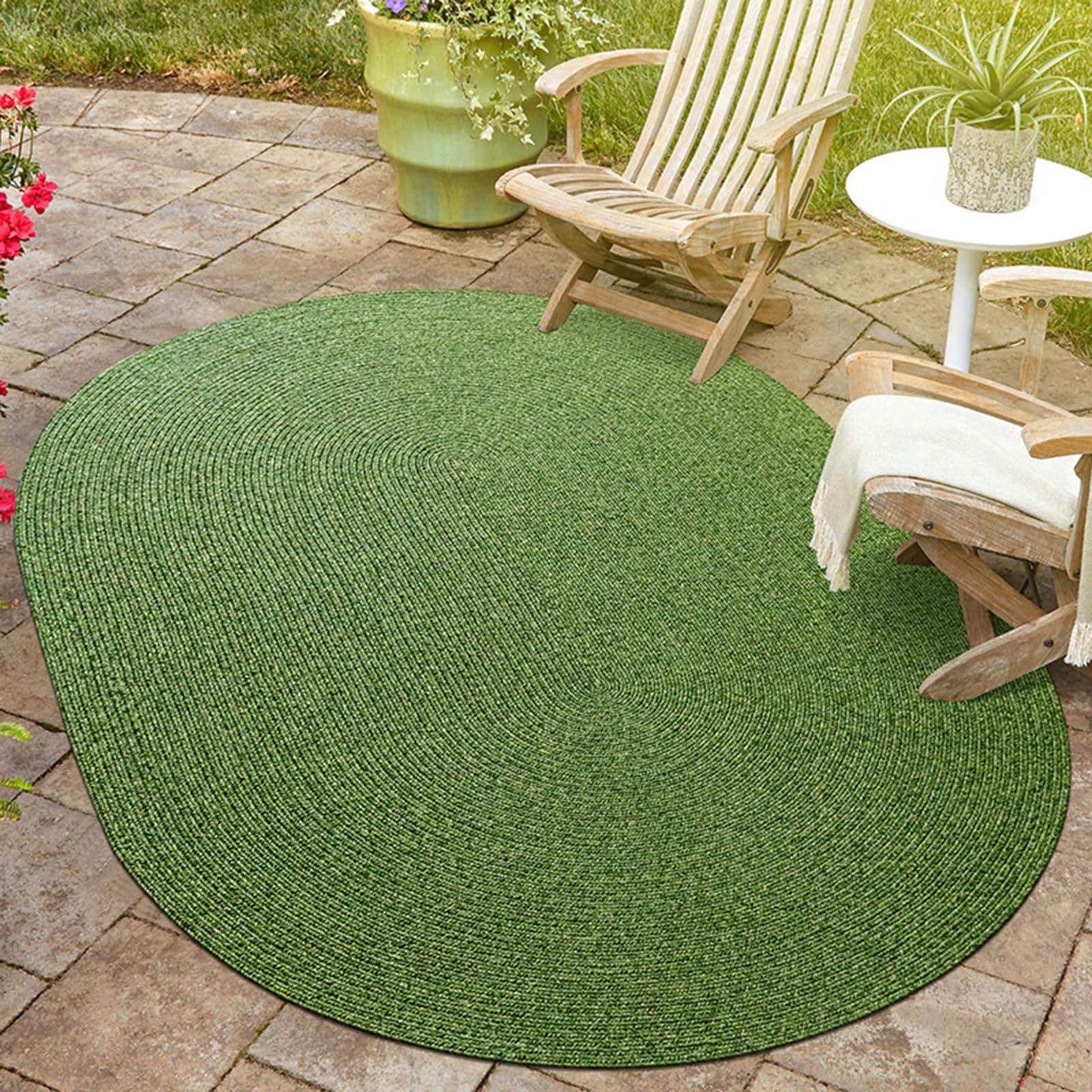 Dywaniki zewnętrzne na patio Wodoodporny, tkany dywanik ze słomy z tworzywa sztucznego, dwustronny, pogrubiony 7 mm imitacja trawnika Owalny dywan zewnętrzny na patio w ogrodzie Nieodporny