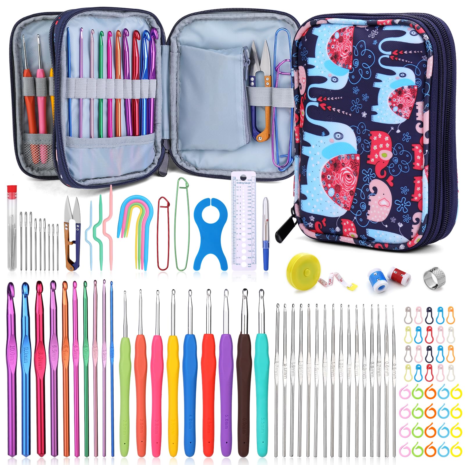 Kit Ganchillo AILAMIAO 31 Piezas - Ganchos Ergonómicos Funda Transporte