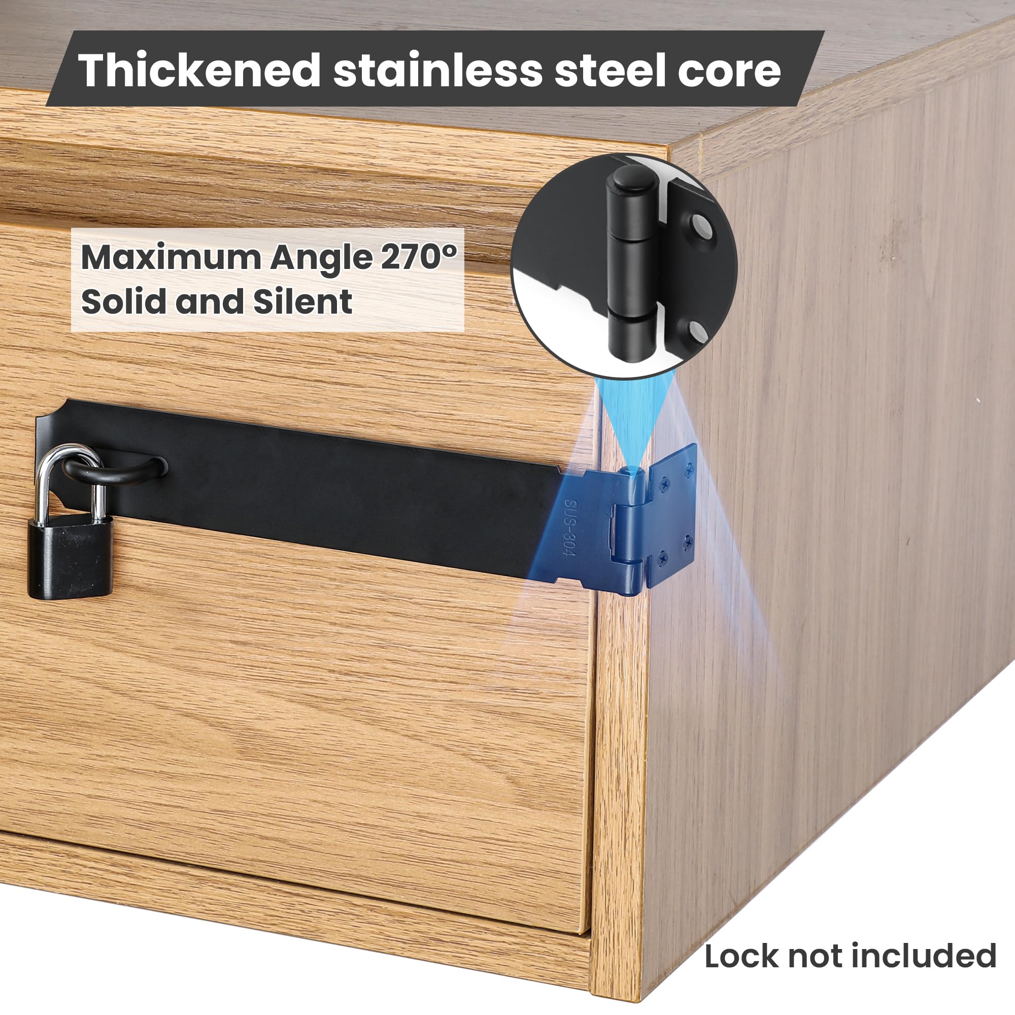 Alise Cerradura de puerta de 8 pulgadas, acero inoxidable SUS 304, cierre de seguridad, con tornillo de fijación para puertas externas, ventanas, gabinetes, jaula de mascotas, color negro MS9B-8C
