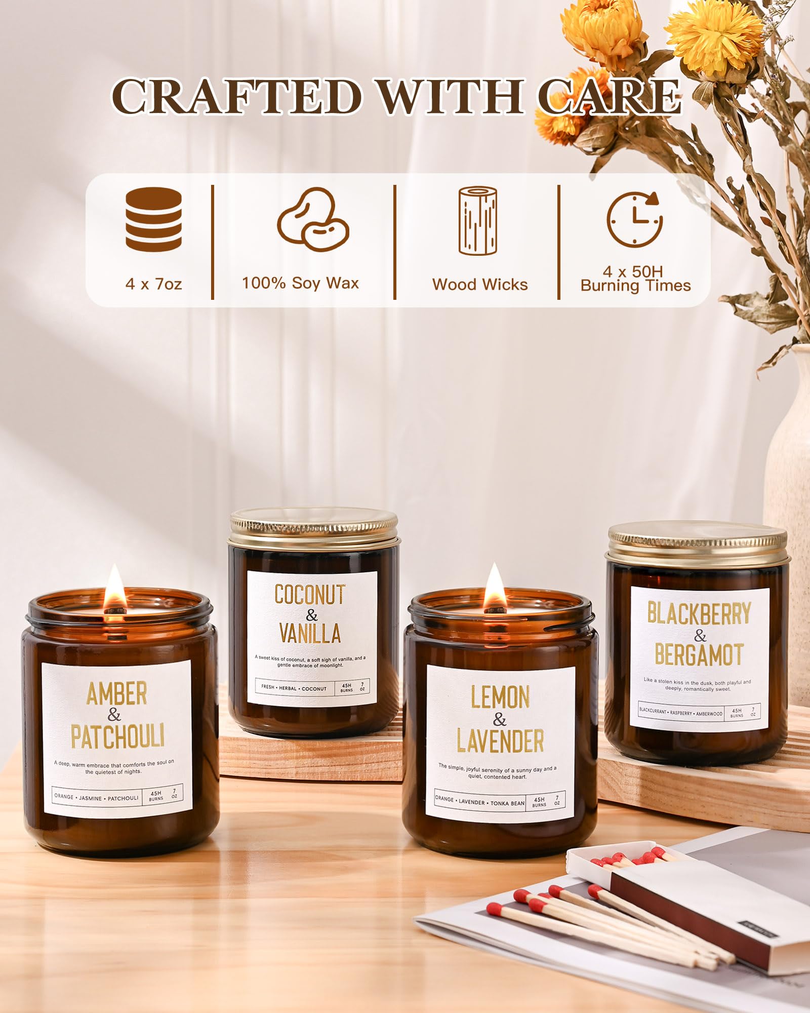 AOOVOO Scented Candles For Men - Vanilla & Cream Candles - View #3