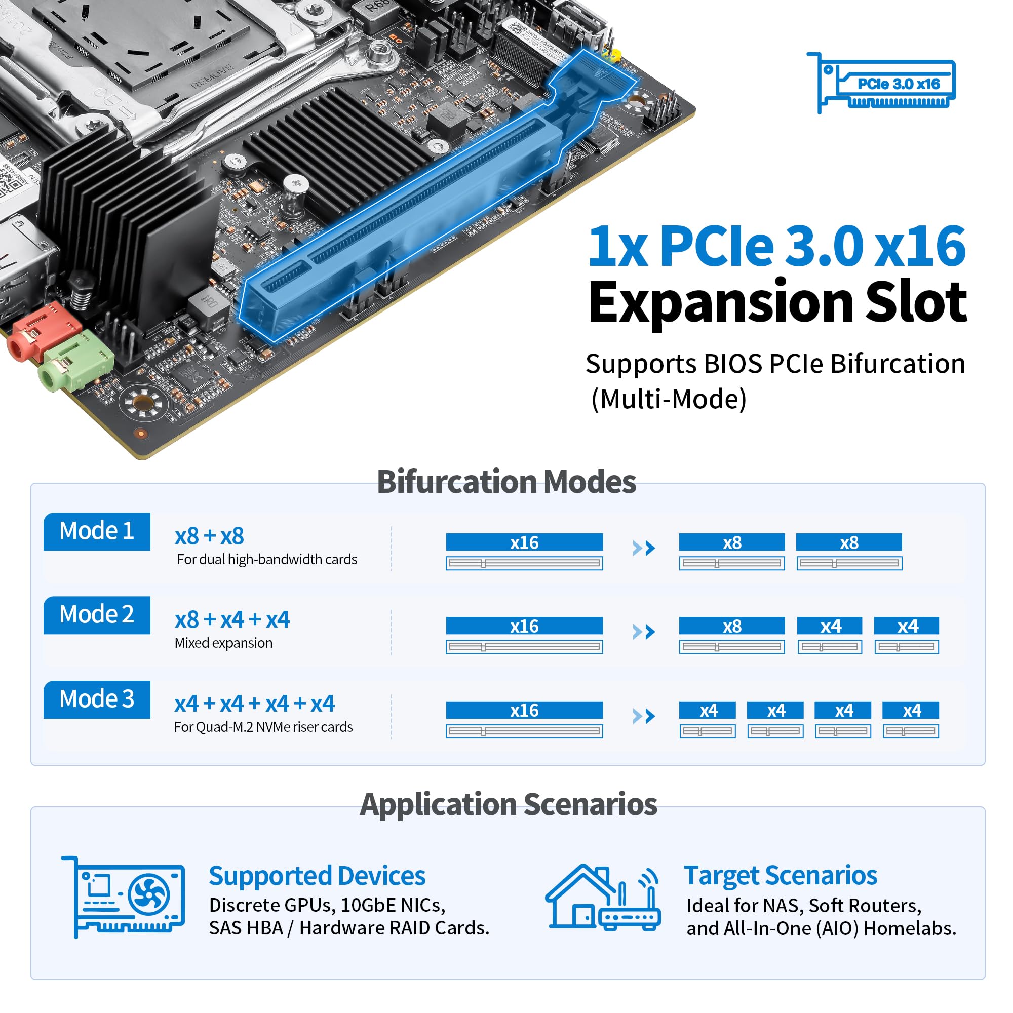 CWWK Mini ITX NAS płyta główna C612 LGA2011-v3 Dual 10GbE RJ45 płyta główna | Do Xeon E5 V3 V4. 2 x NVMe M.2 & 4x SFF-8643. Obsługuje dyski pamięci NVMe U.2 i SATA. Adapter nie wchodzi w zakres dostawy