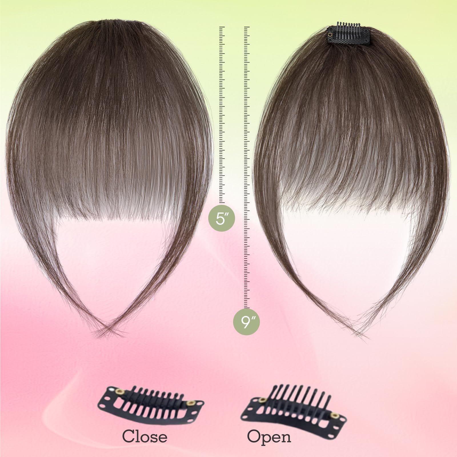 TESS 100% Real Human Hair Clip in Fringe Extensions Korean Kpop Popular Air Bangs - Image 2