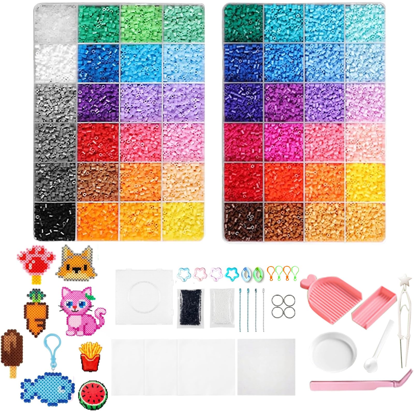 Perles de repassage 2,6 mm Domality kit perles fusibles 48 couleurs avec planche et accessoires