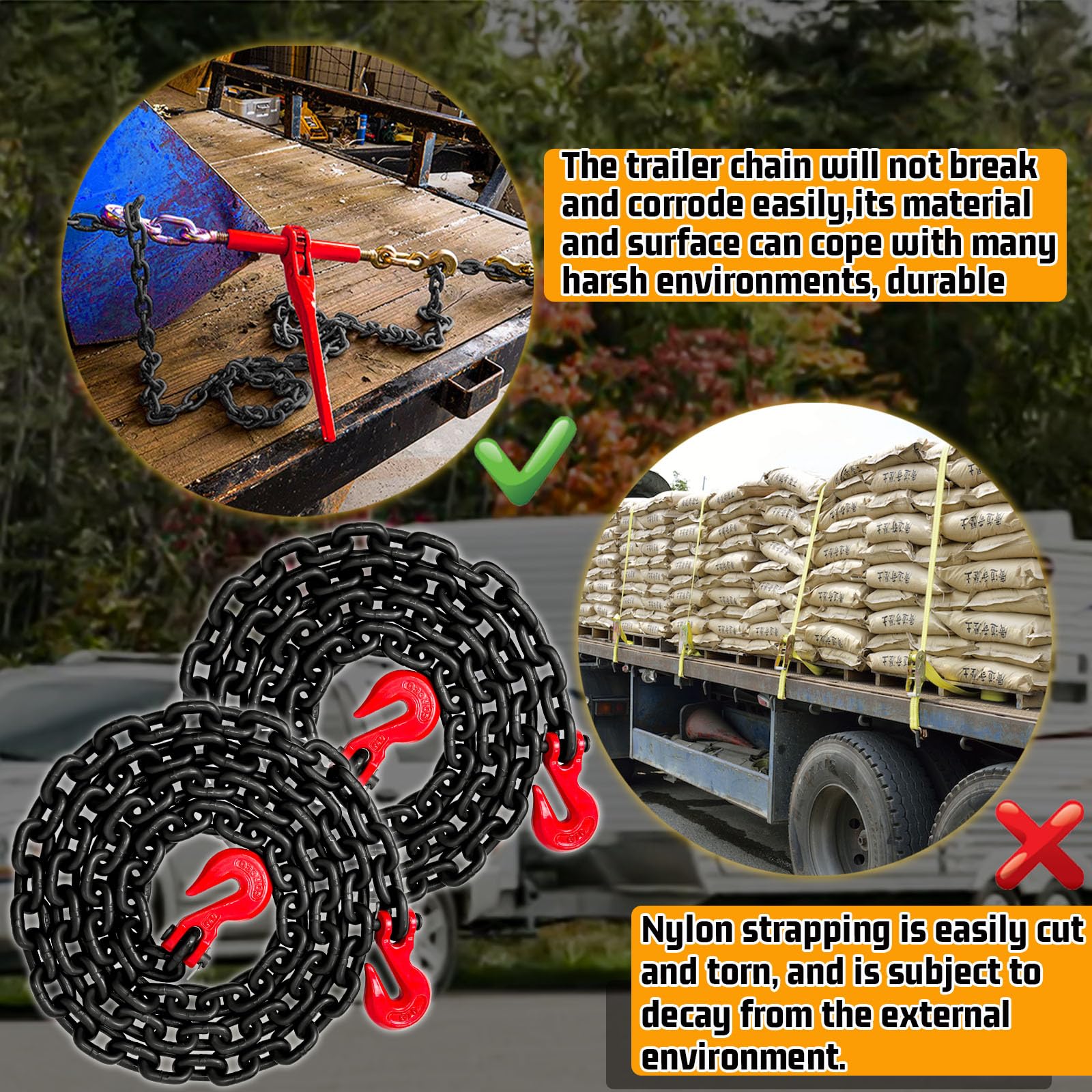 Heavy Duty Transport Chain - 10ft, 7100 Lbs Load Limit -5 Heavy Duty Transport Chain - 10ft, 7100 Lbs Load Limit -5