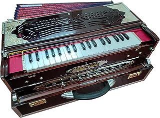 GENTS Scale Changer Kolkata Harmonium 9 stoppers 3Â¾ Octaves Gorgeous Lacquer Polish on Full Teakwood Construction Male Bass Bass Premium Palitana Reeds