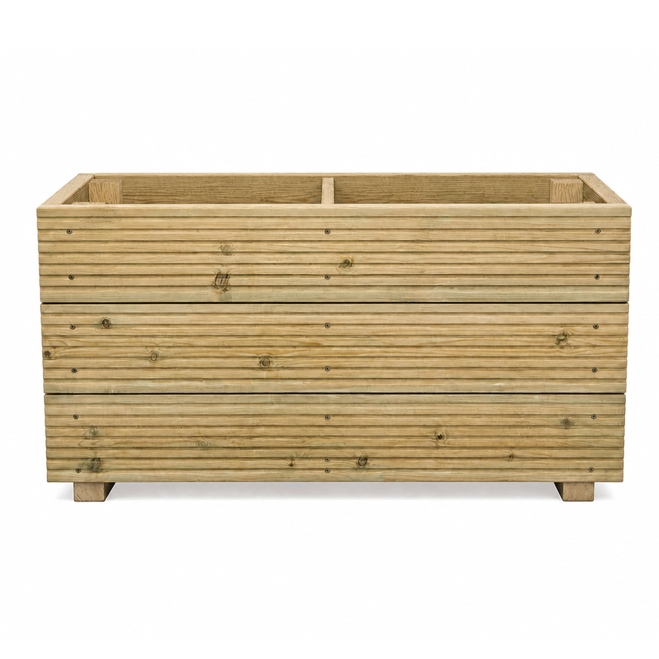 Planter Potters Large Solid Wooden Patio Planter With Central Divide - Natural Wood