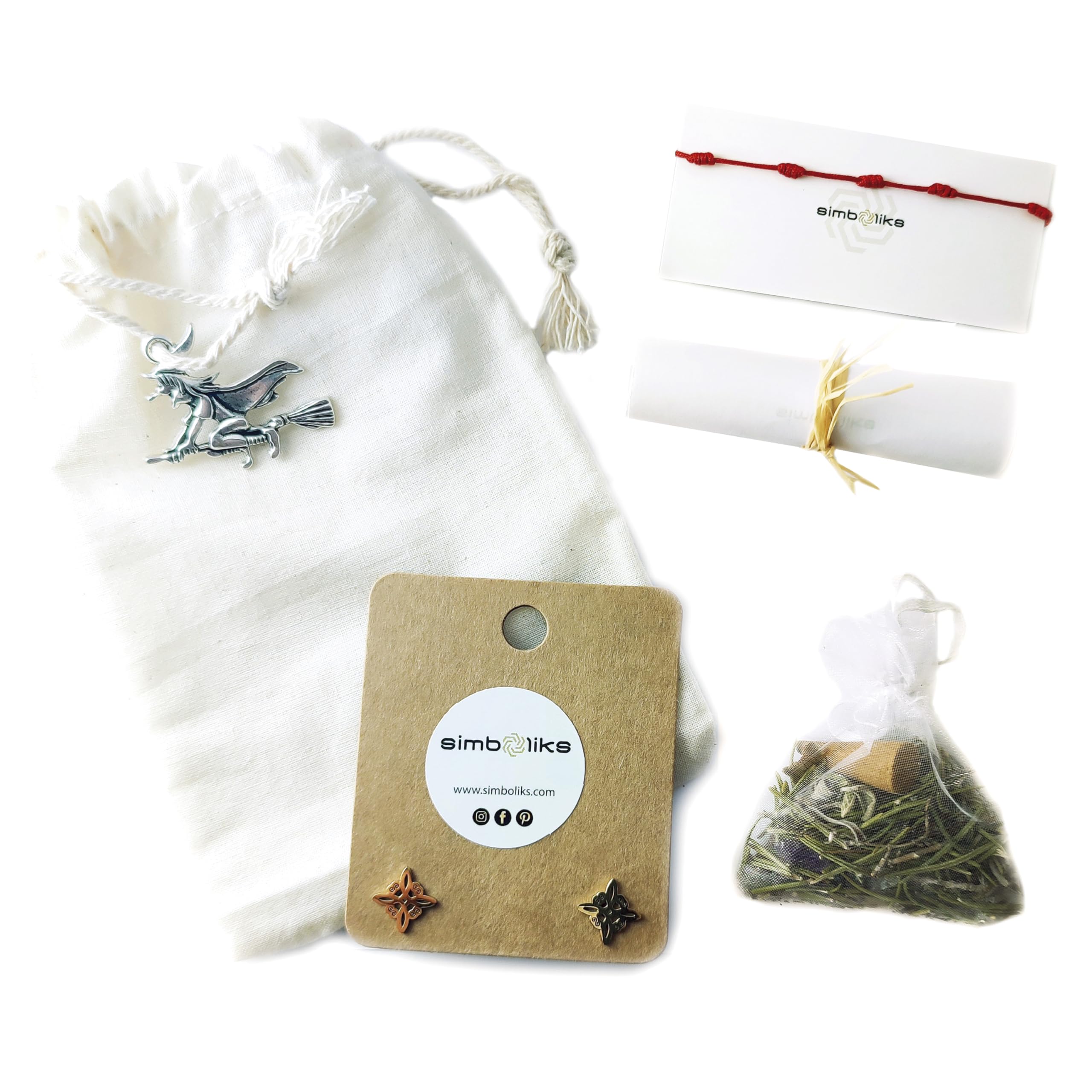 Simboliks SIMBOLIKS Pendientes Nudo de Bruja de acero oro, Wiccan, Paganos, Wicca, brujería, esotérico, Witch, Hechizo de Bruja, Nudo Celta, Cruz Bruja