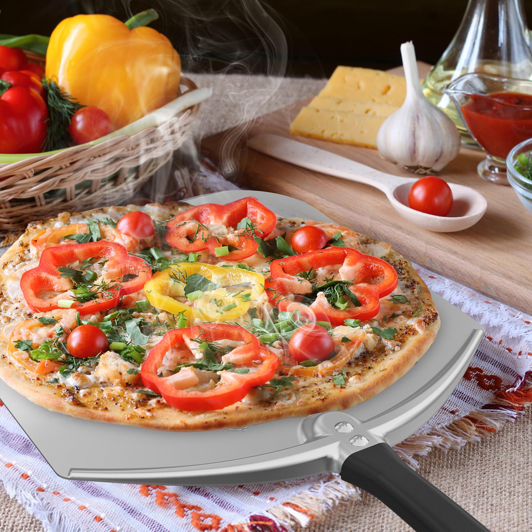Pala Per Pizza In Alluminio Forata Mimiuo - 30,5x34,5 Cm, Leggera E Pratica Per Forni - Foto 8