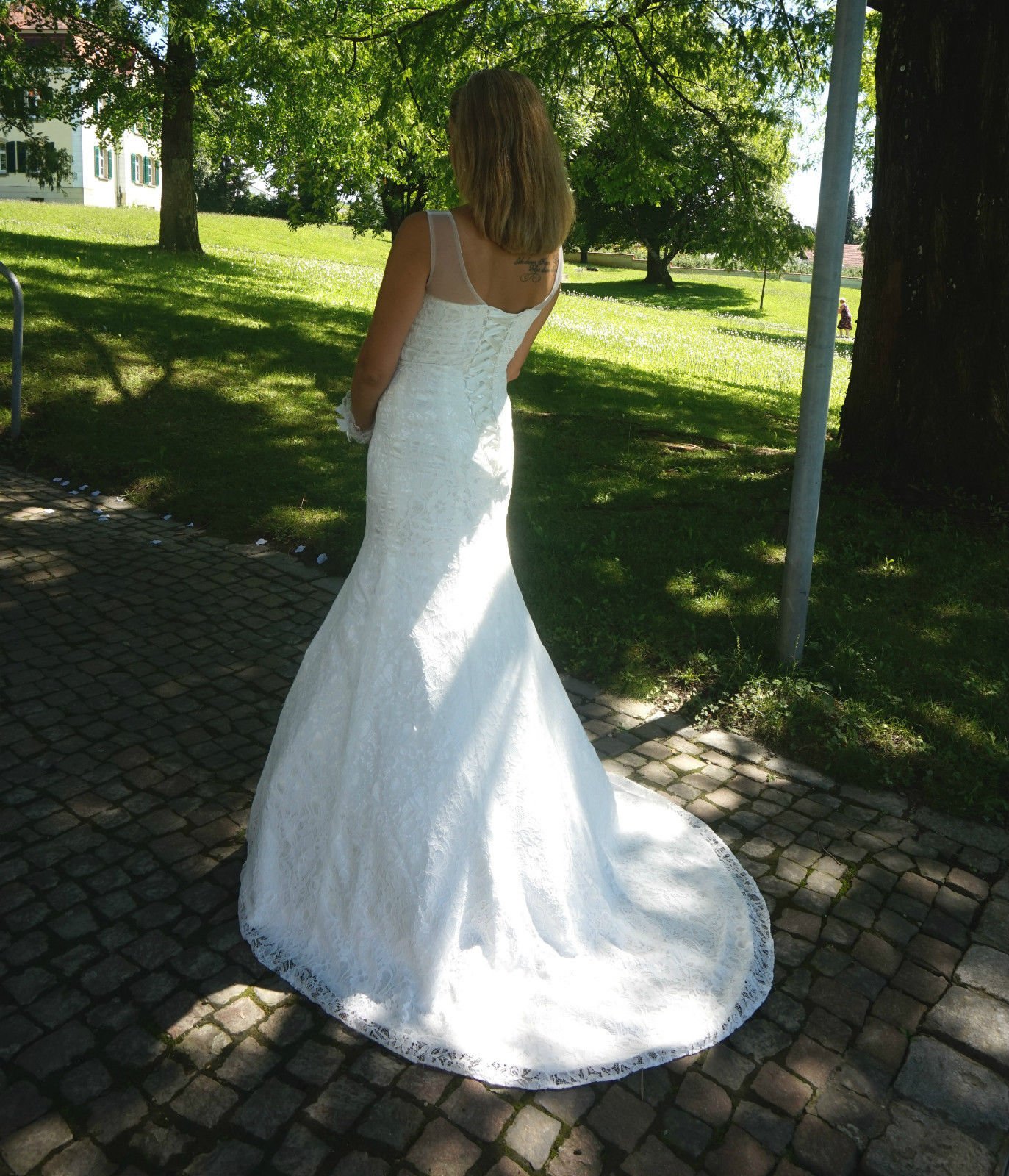 Abito da sposa in pizzo, abito da sposa, abito da sposa, con strass, sirena, 34 36 38 40 Mermaid avorio 42