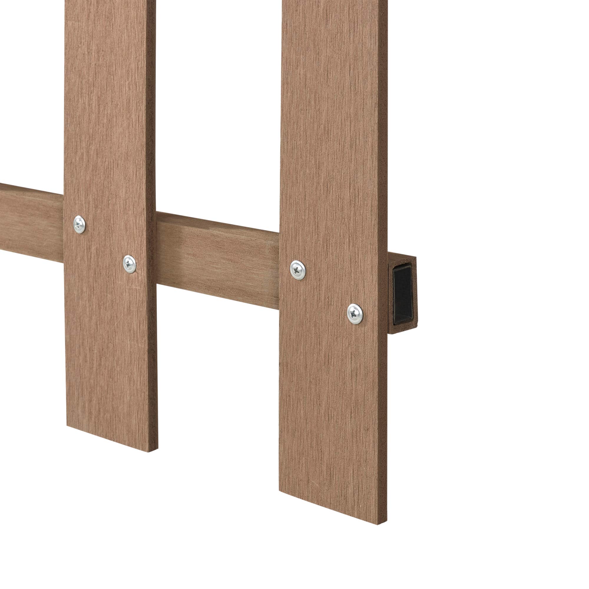 NEU.HOLZ Steccato per Giardino Recinzione a 12 Doghe Verticali in WPC Staccionata in Legno Composito 200 x 60 cm per Orto Aiuola - Marrone