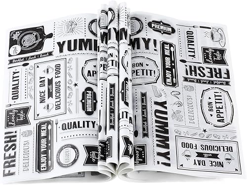 Chinco 1000 hojas de papel encerado de periódico, papel de envoltura de alimentos, resistente a la grasa, forro impermeable para envolver alimentos,