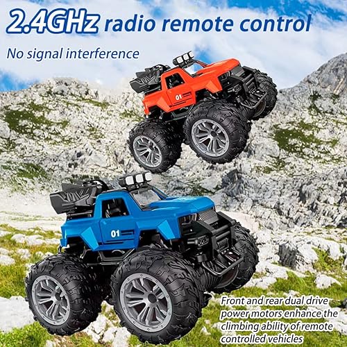 Miniatura 3 de Coche de carreras a control remoto de 2.4 GHz, luz LED, juguetes para niños, 4WD todoterreno RC Stunt Car, 70 minutos de tiempo de juego, todo