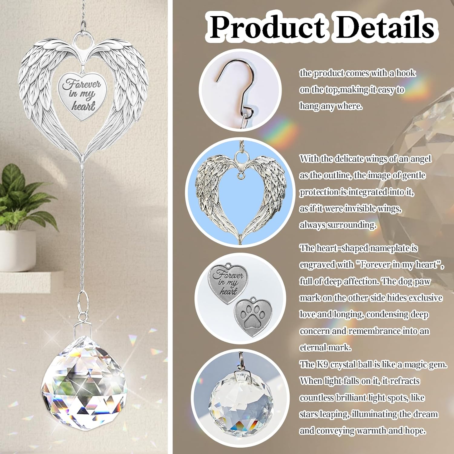 Pet Memorial Gifts for Dogs, Pets Loss Sympathy Gift, Dog Memorial, Pet Bereavement Remembrance Crystal Suncatcher Gifts - Image 5