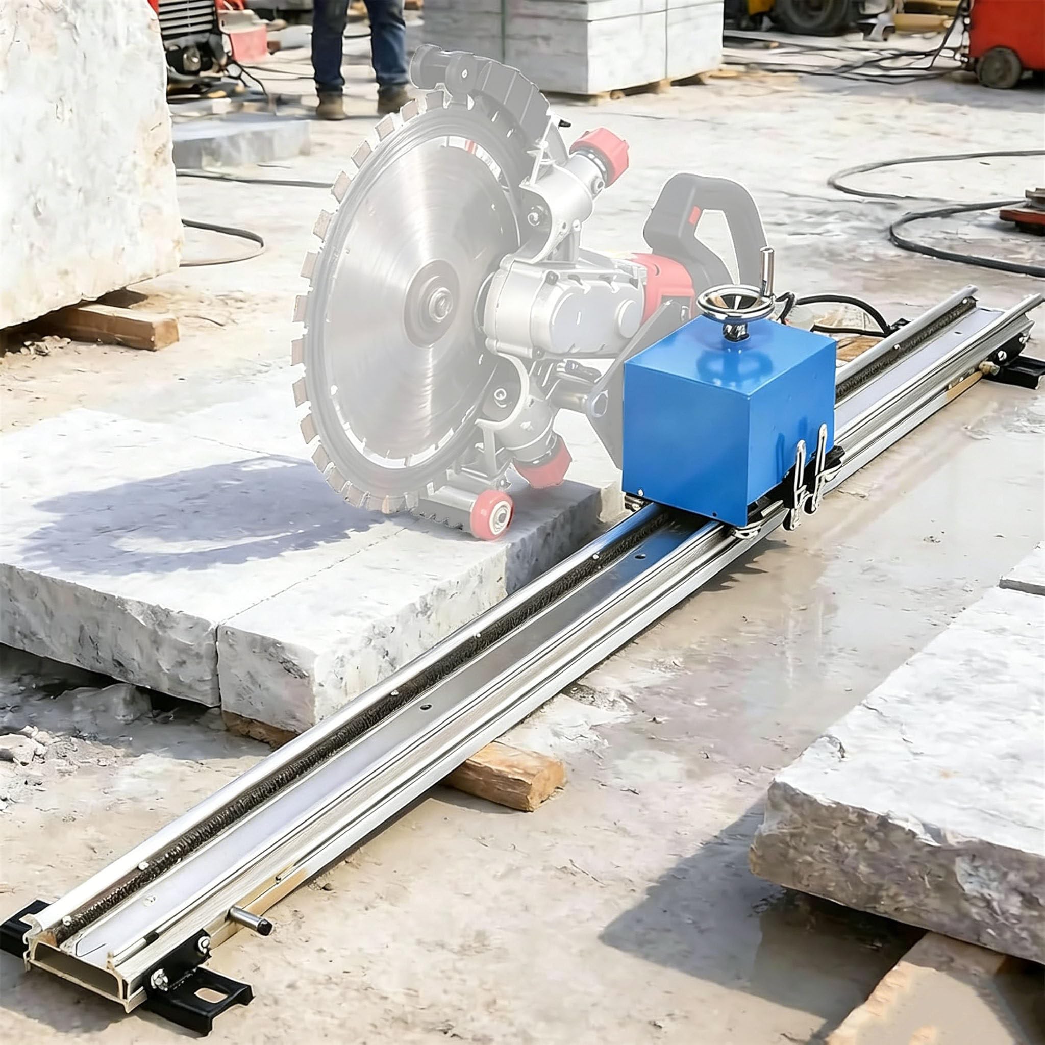 XDLYWUZIQ Aluminum Alloy Ring Saw Guide Rail, High-Speed ​​Electric Concrete Cutter Saw Guide, 150W Linear Rail Guide with Rotating Rocker for Concrete, Stone & Brick 2.5m