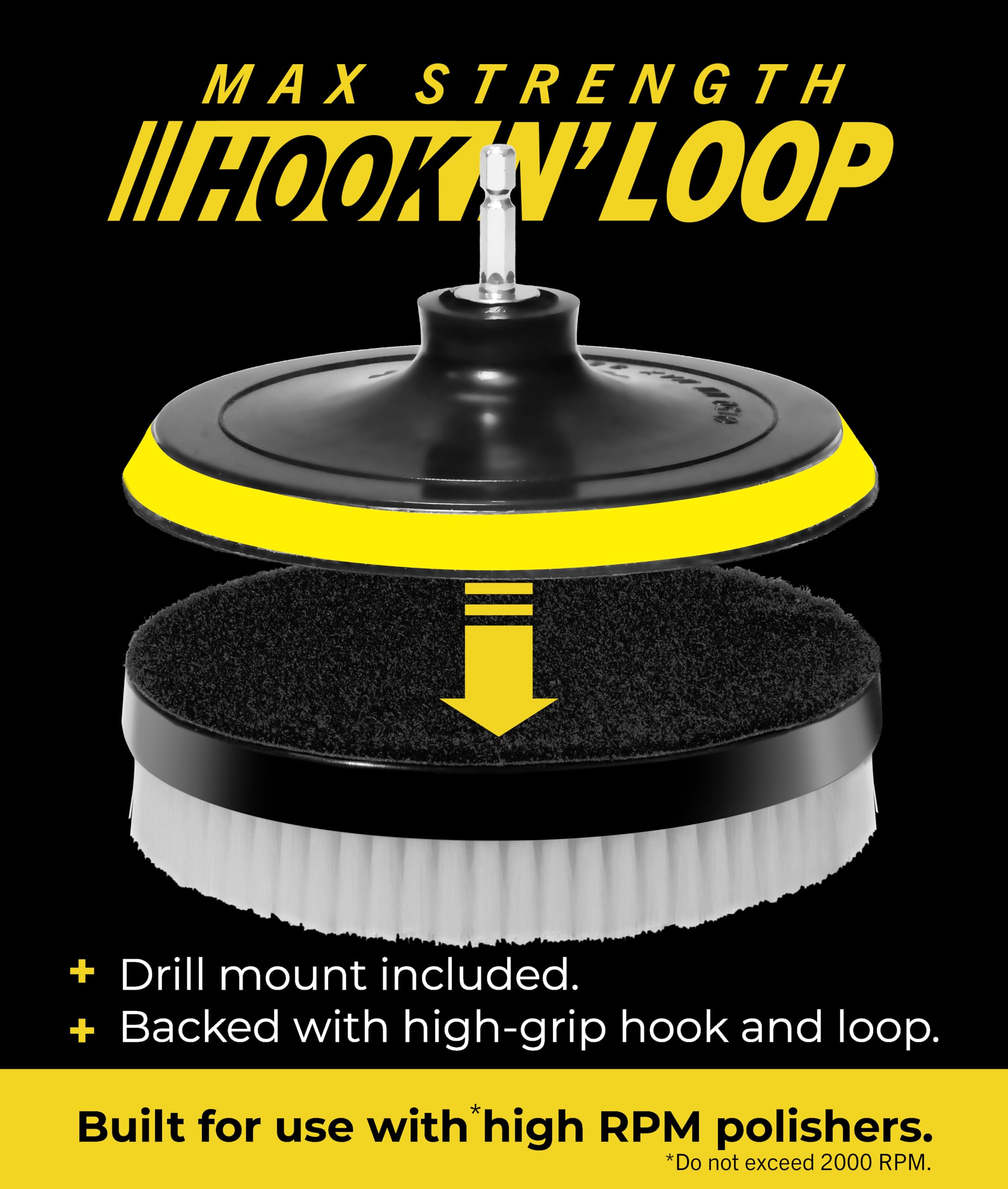 VViViD Drill Backing Plate Power Scrub Brush Attachment 150mm Diameter Large Surface Area Soft Bristles — view 4