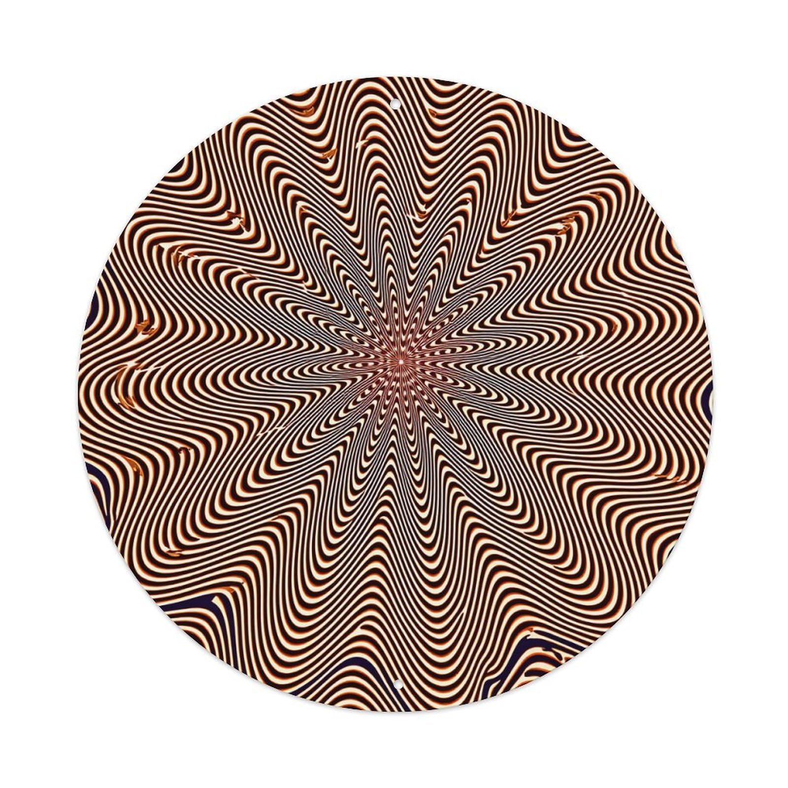 Geometric Wave Pattern Design Art Round Tin Sign Vintage Metal Poster, Home Bar Garage Man Cave Cafe Indoor & Outdoor Wall Decoration 8x8Inches