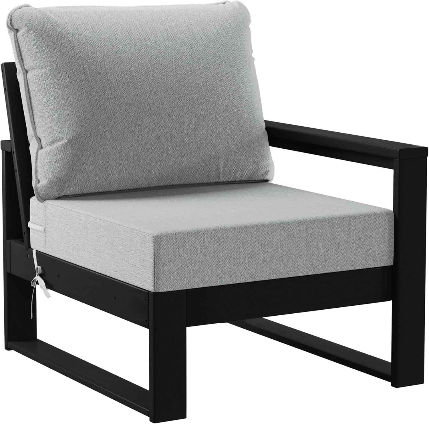 Costaelm Rockaway Outdoor Patio HDPE Right Arm Facing Sectional Corner Chair with Patio Cushions, Light Gray