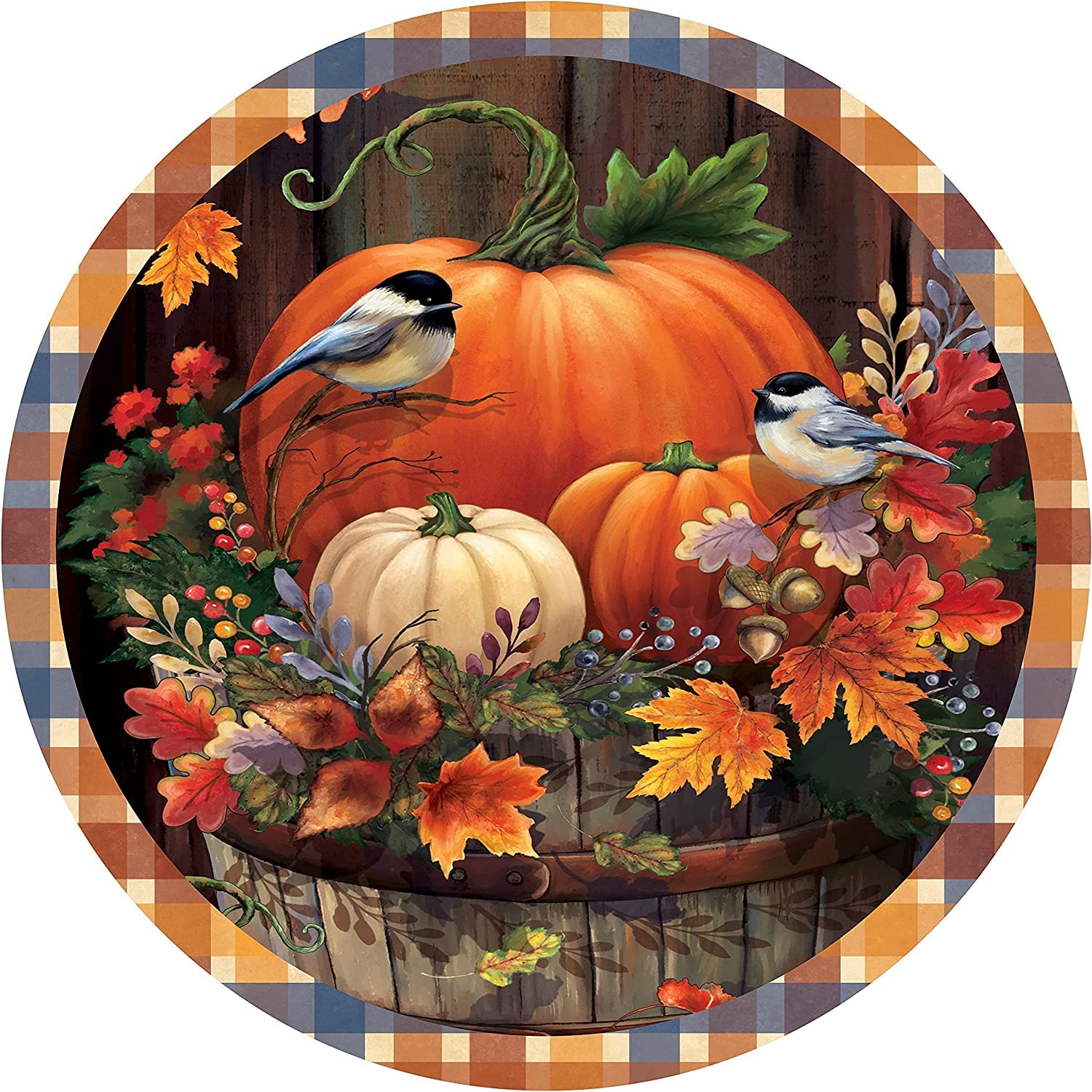 Fall Wreath Sign, Aluminum Wreath Sign, Round Antique Tin Sign Farm Country Cottage Wall Decor, Funny People Cave Cool Wall Door Plaque 12x12inch
