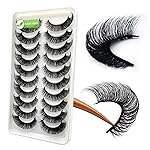3D Plant Fibre Russian Strip Lashes, D Curl Lash Strips, Wispy Mink Eyelashes - Natural Faux Mink Eyelashes (DC10)