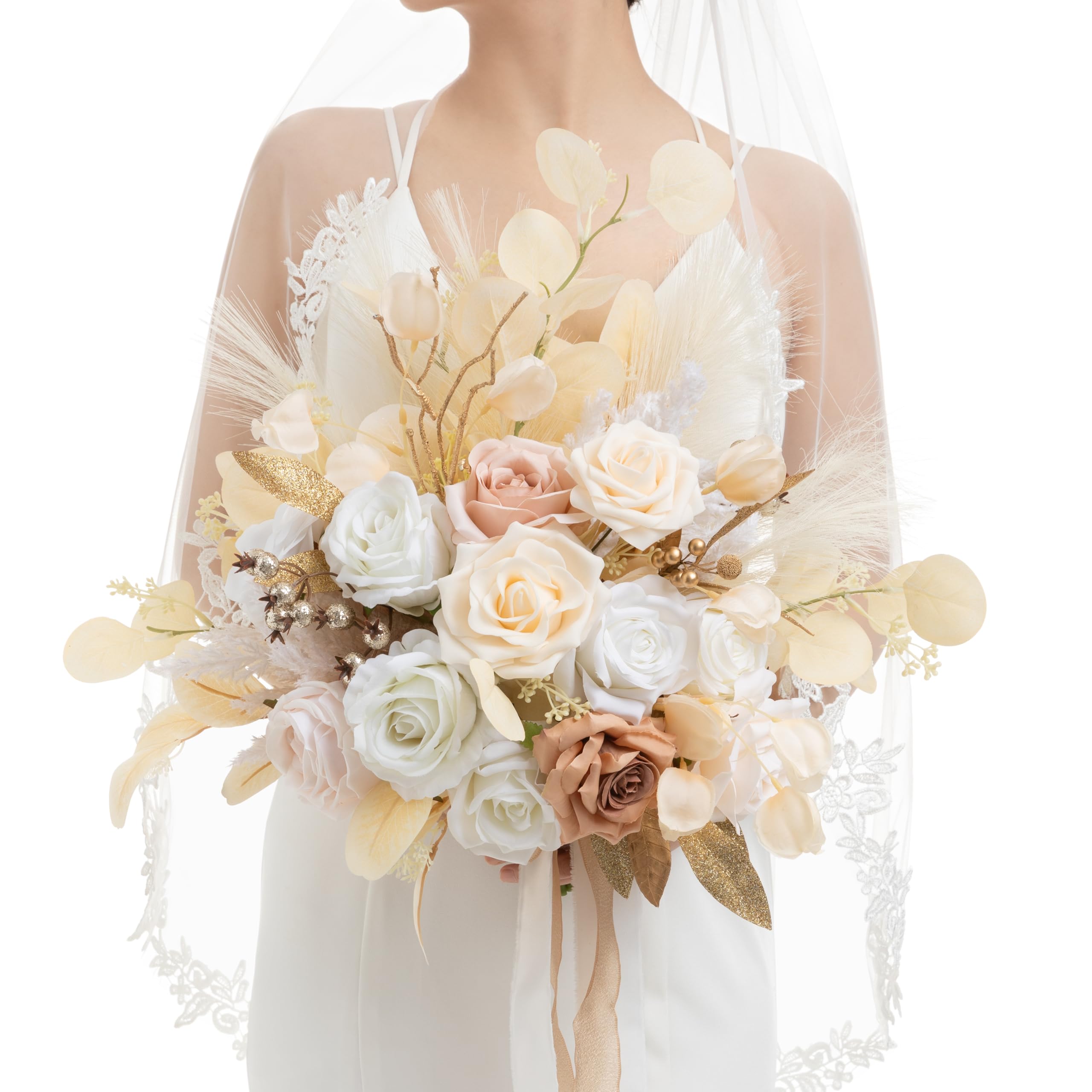 Amazon.com: Ling's moment Boho Wedding Bouquets for Bride, White