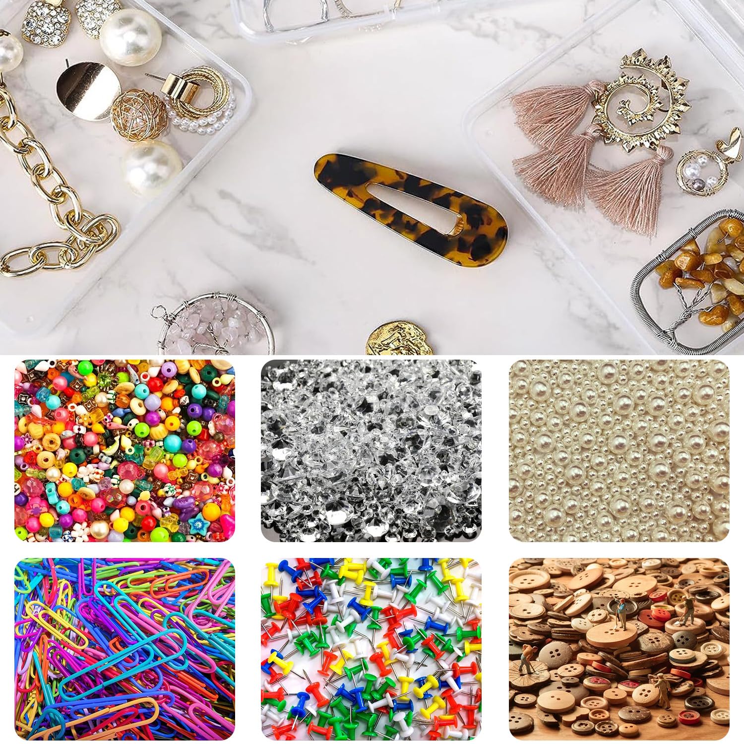 24 Pezzi Scatole Plastica con Coperchio Piccole, 6.5x6.5x2cm Piccole Scatole Plastica Trasparente, Mini Scatola Porta Oggetti per Pillole Perline Gioielli e Oggetti Artigianali